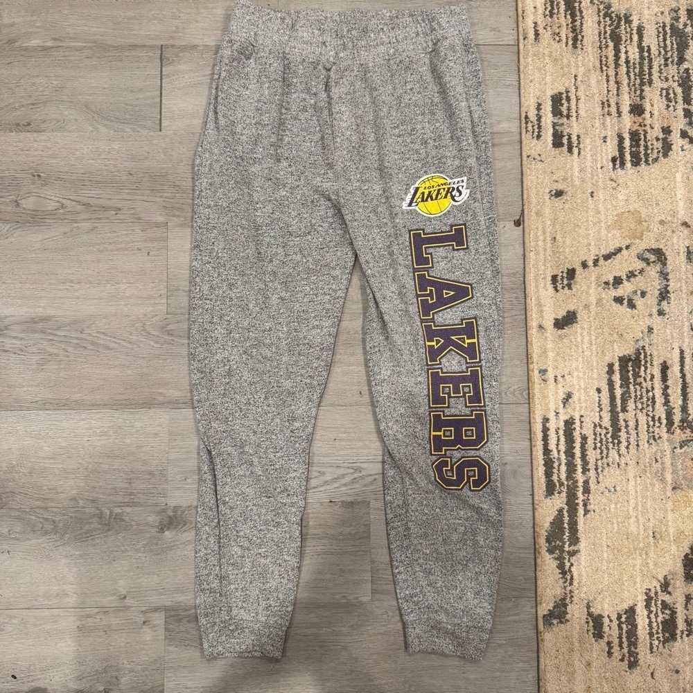 LA Lakers Official Merchandise Heather Grey Logo Lounge Pants Size Large